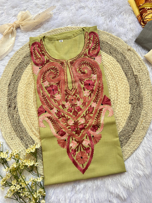 Light Green Kashmiri Long Kurta