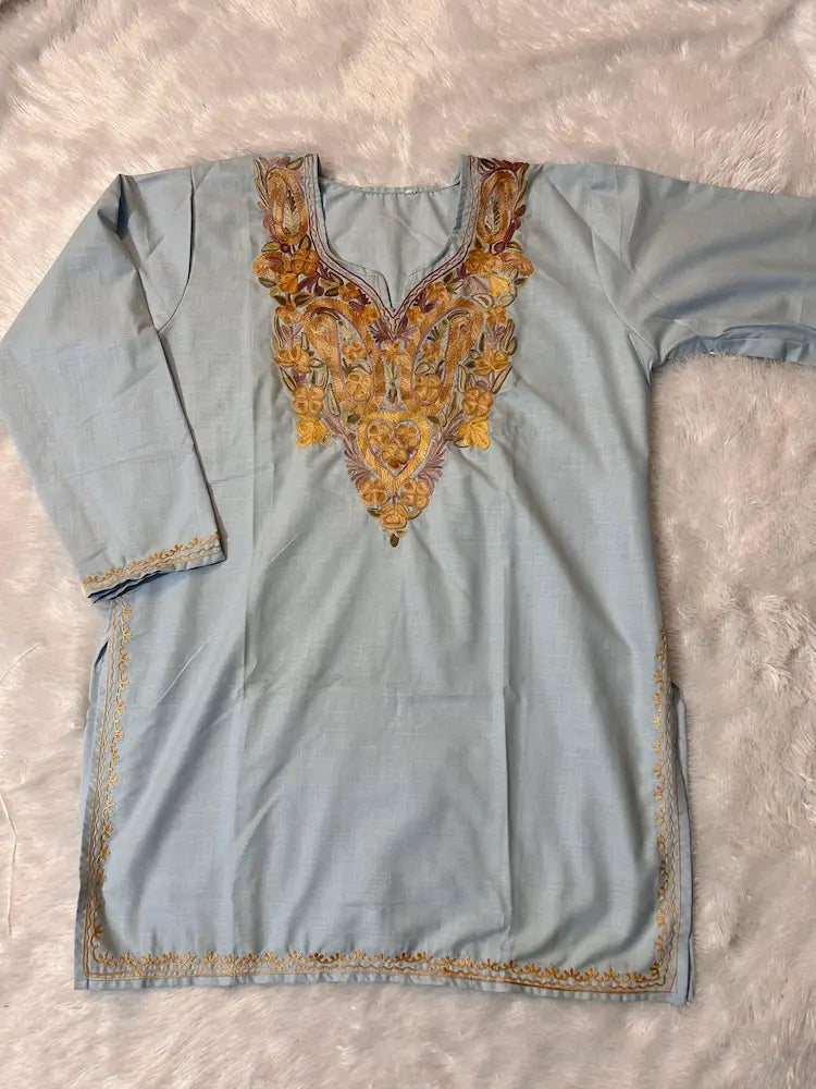 Sky Blue Kashmiri Short Kurta