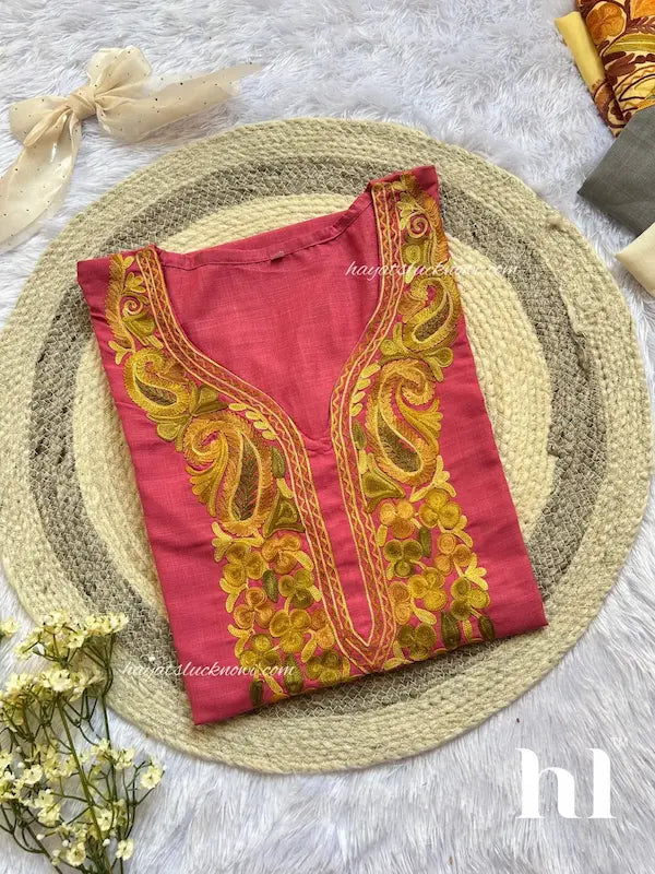Mauve Kashmiri long kurta with embroidery by Hayat’s Lucknowi