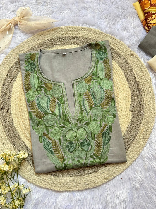 Blossom Gray Kashmiri Long Kurta