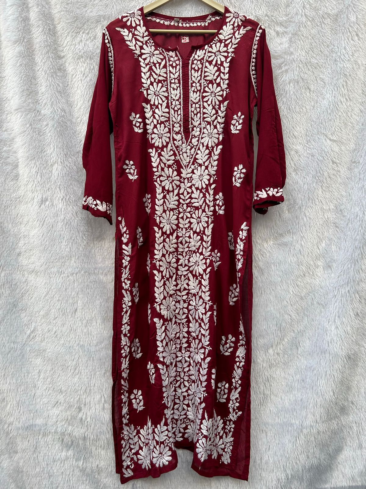 Maroon Panel Modal Chikankari Kurti