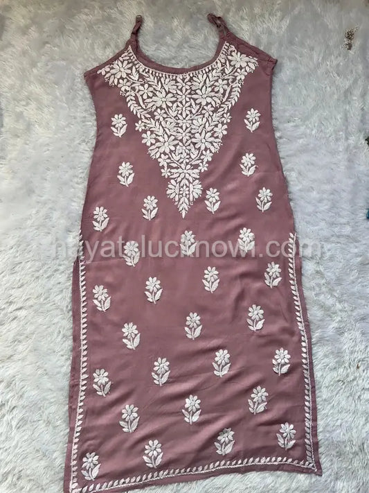 Saba Nude Noodle Strap Chikankari Long Kurti