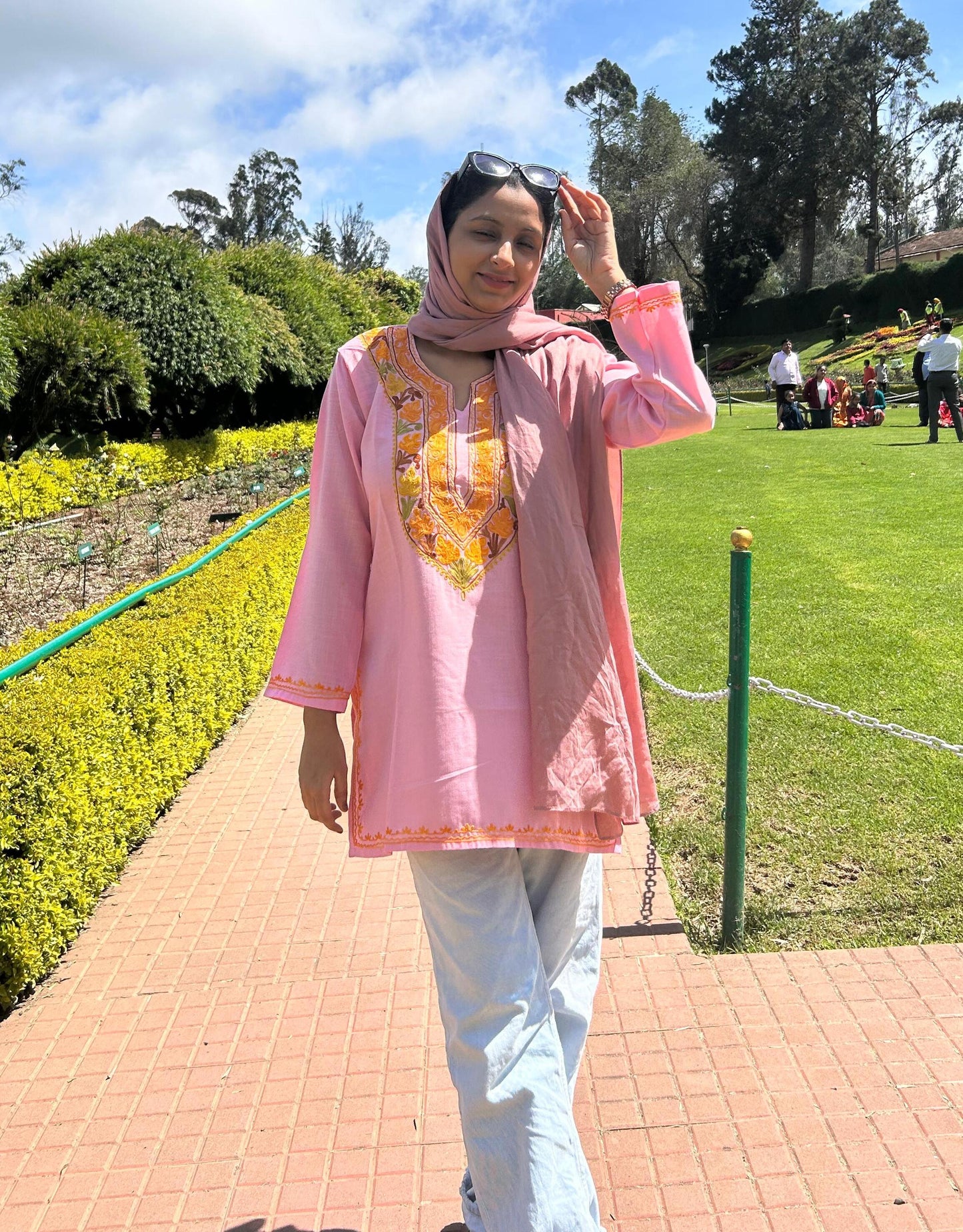 Sumbul Pink Kashmiri Short Kurta
