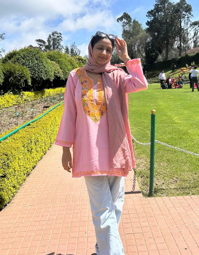 Sumbul Pink Kashmiri Short Kurta