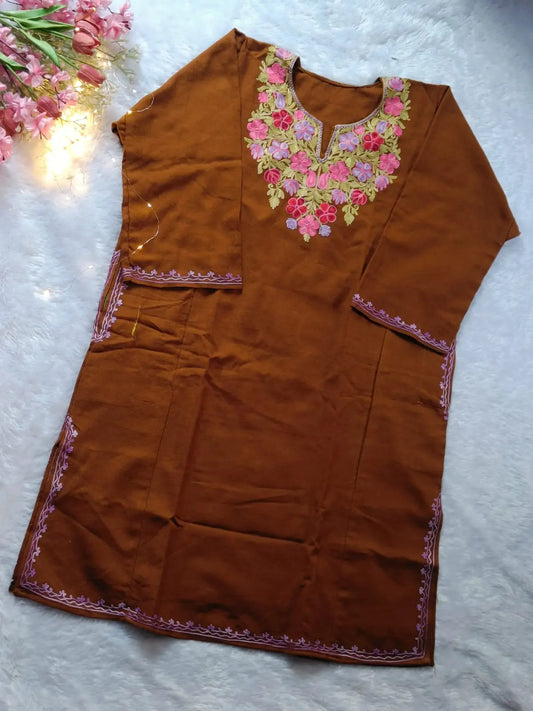Brown Kashmiri Woolen Pheran