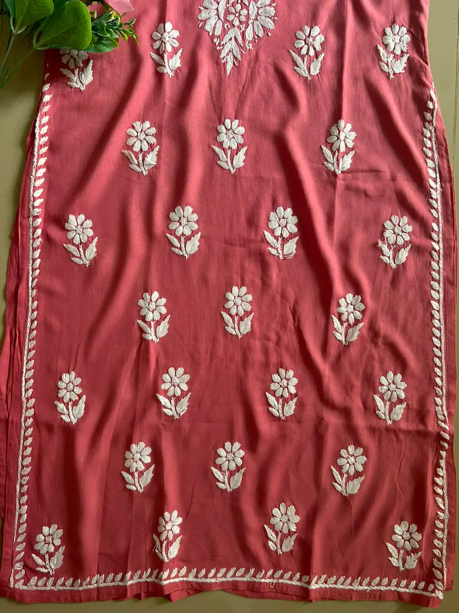 Saba Nude Noodle Strap Chikankari Long Kurti