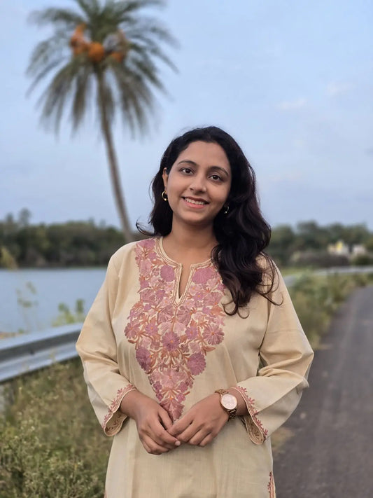 kashmiri kurta of aari work indian traditional and modern style