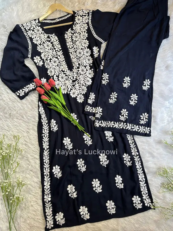 Khushi Navy Chikankari Rayon Set