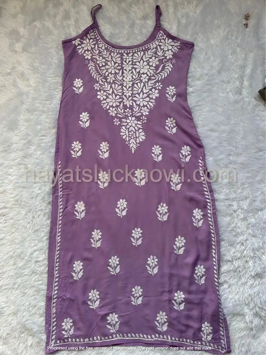 purple cami kurta with chikankari hand embroidery | Hayat's Lucknowi