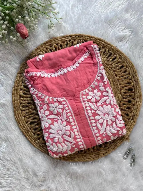 pech modal chikankari kurti for college wear can be wear with jeans