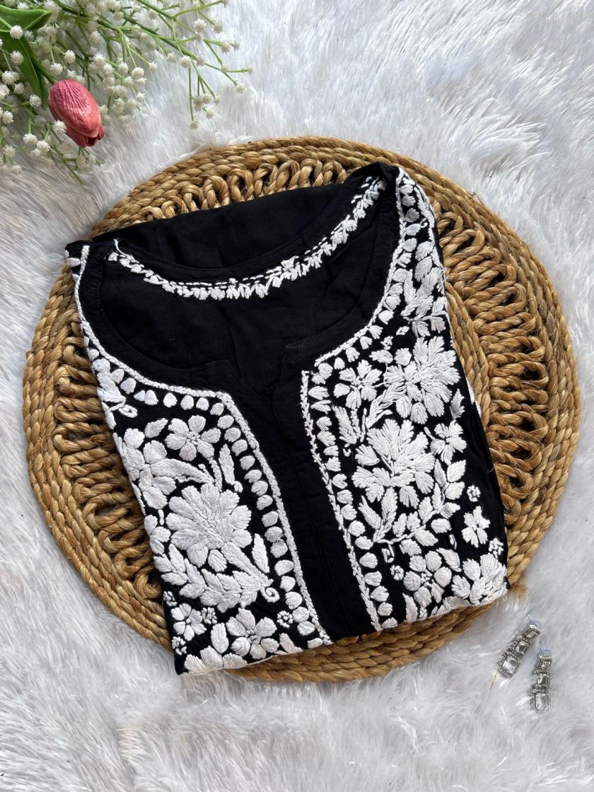 Nuzhat Black Modal Chikankari Kurti