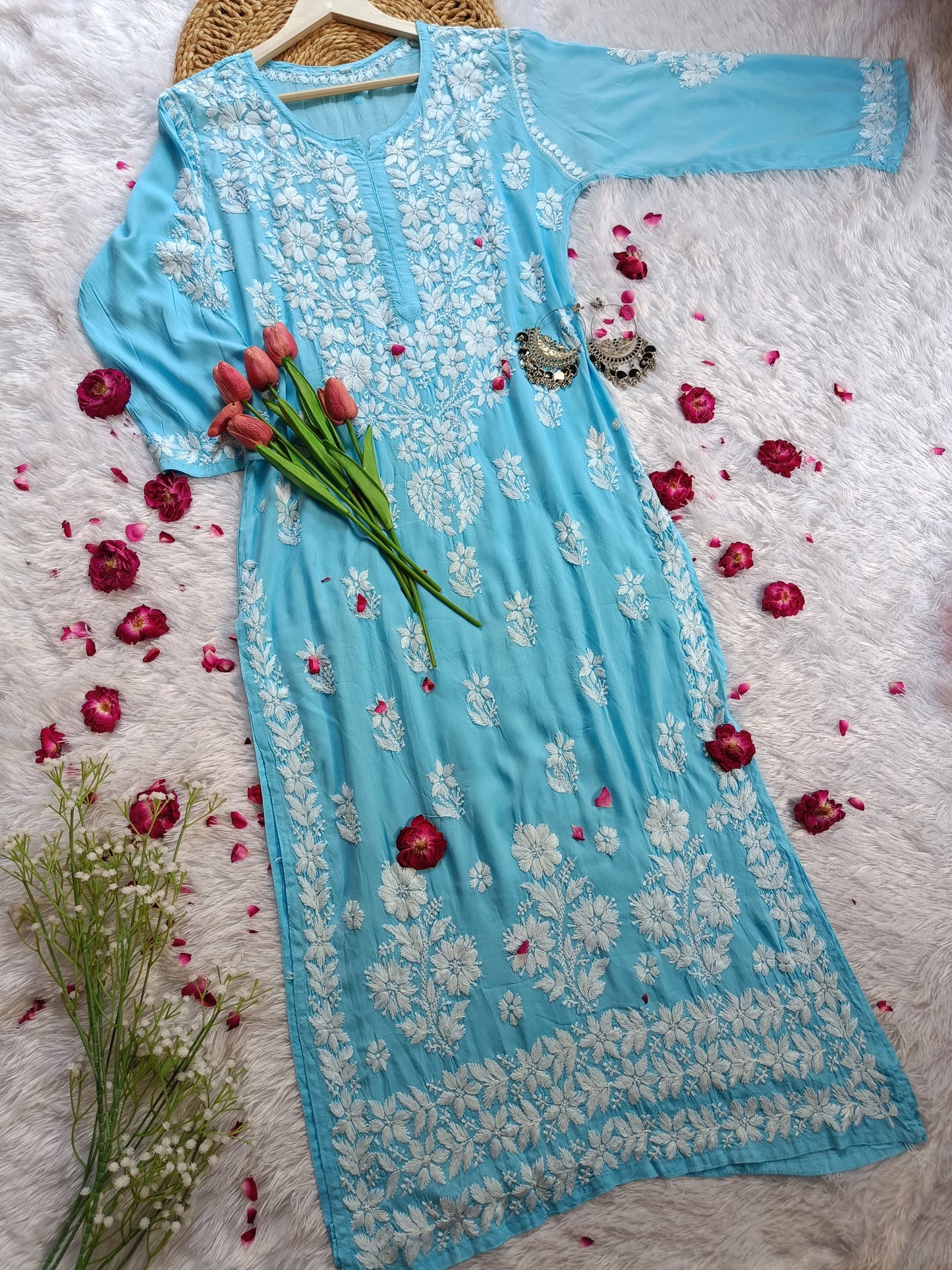 Shraddha kapoor inspired sky blue modal kurti - Hayat's Lucknowi