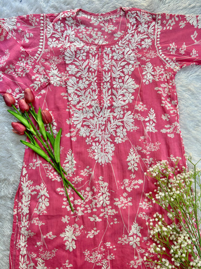 Batool Pink Mul Mul Kurta - Hayat&