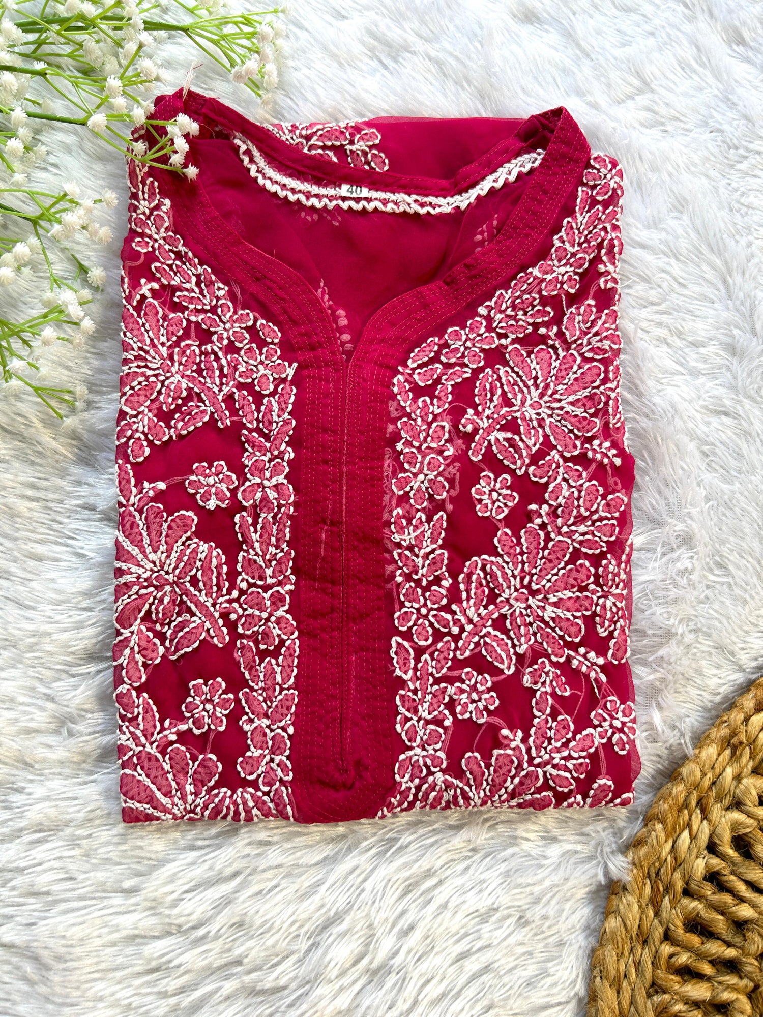 Ayena Deep Pink Georgette Kurti - Hayat&