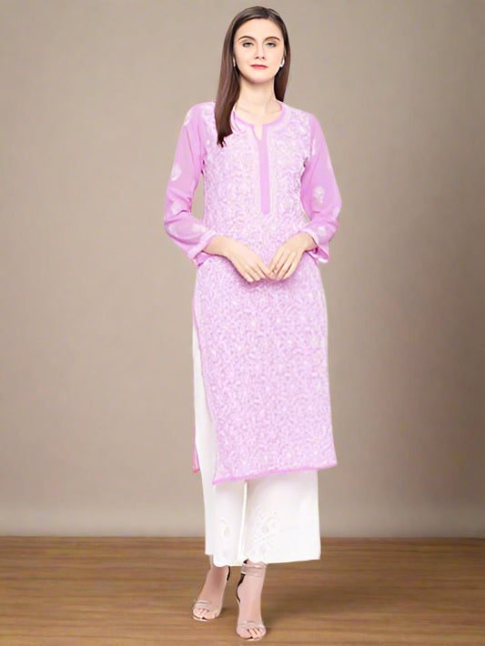 Karishma Lilac Georgette Chikankari Kurti