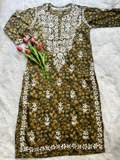 Zahira Green Mul Mul Kurta - Hayat&