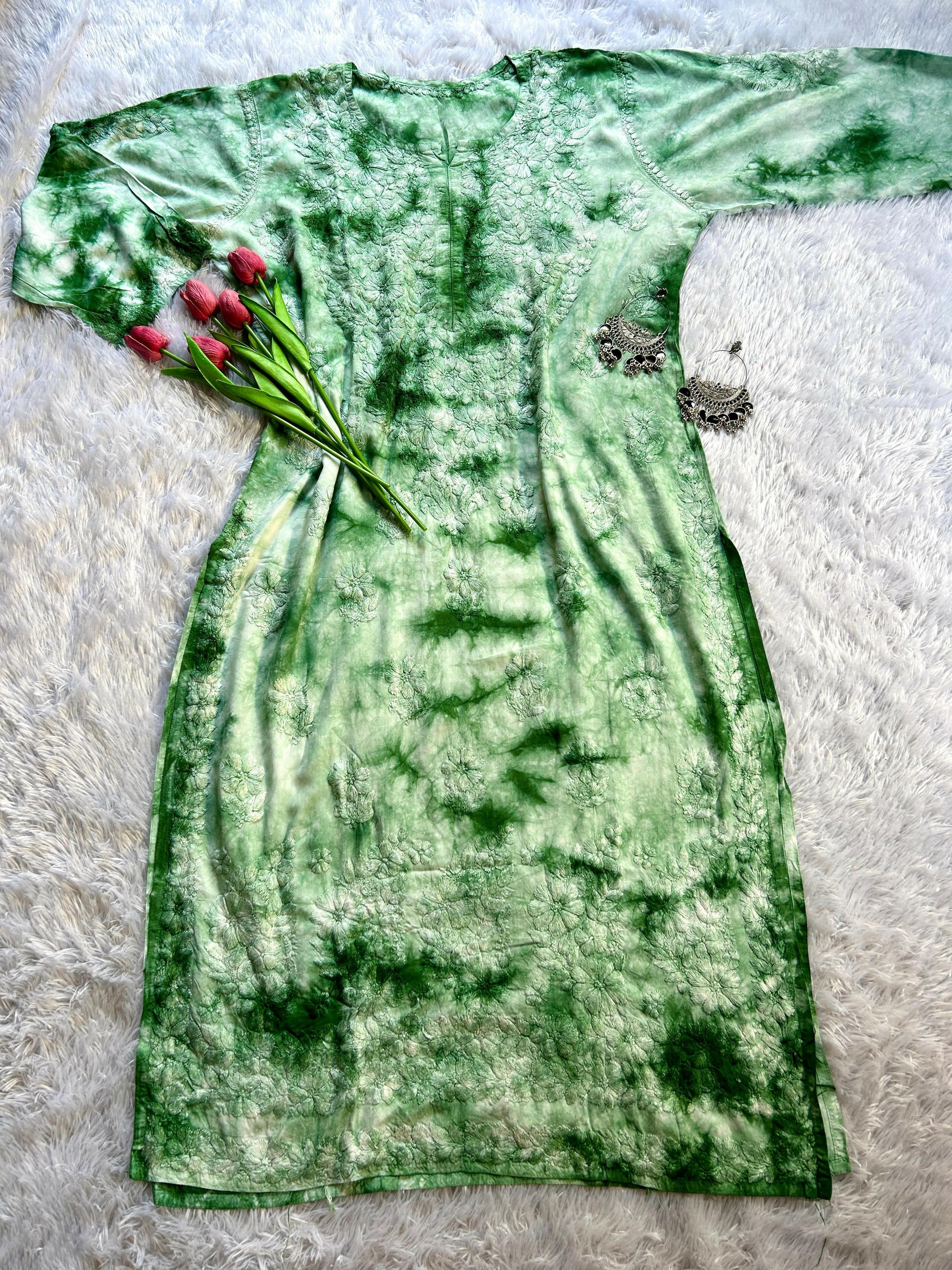 Green Tie N dye Kurti - Hayat&