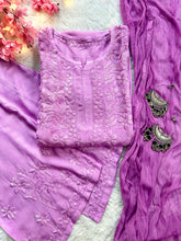 Zeenat Lilac Rayon Chikankari Set - Hayat&