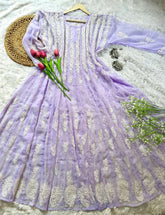 Lavender Georgette Anarkali - Hayat&