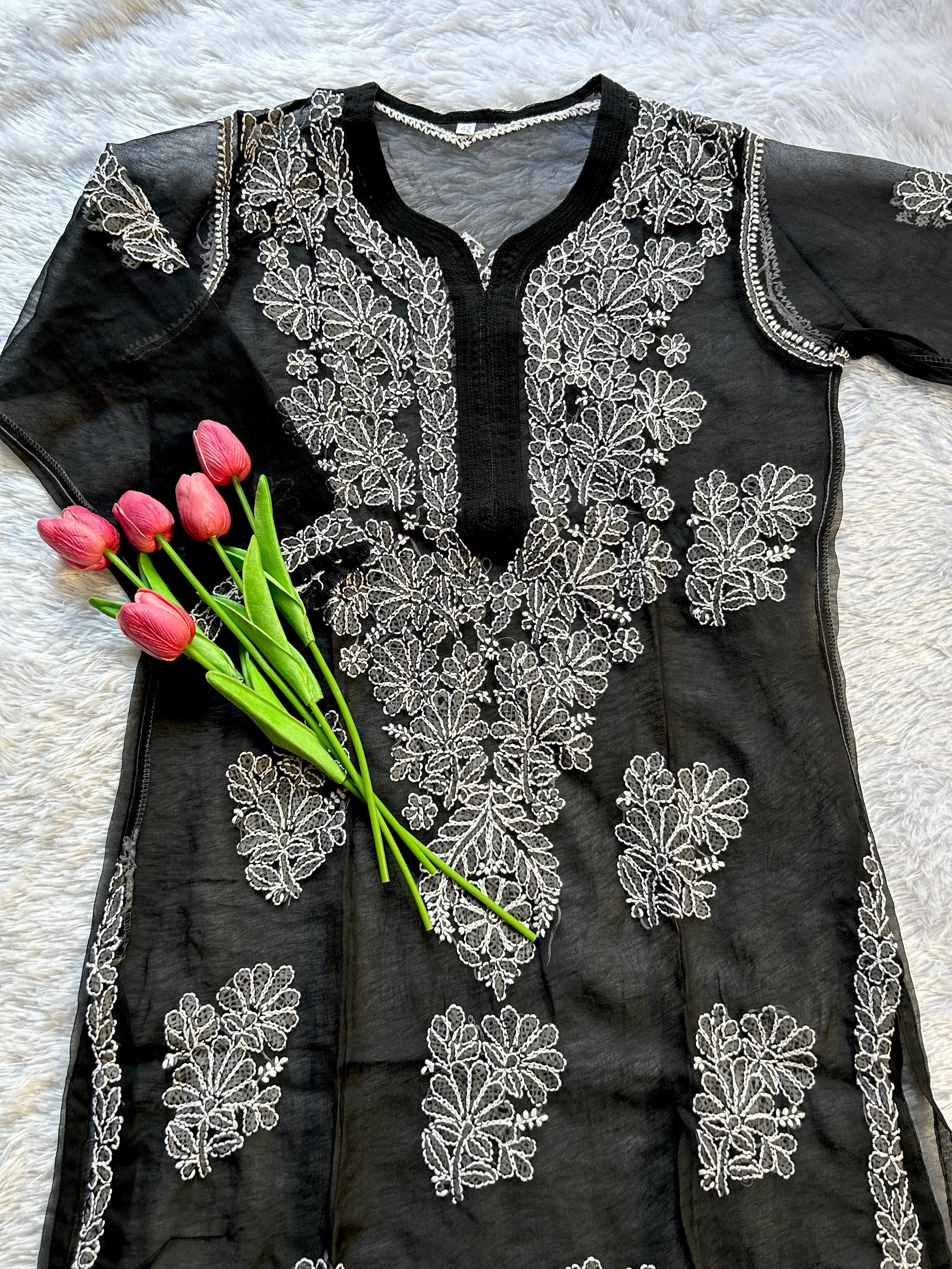 Ayena Black Georgette Kurti - Hayat&