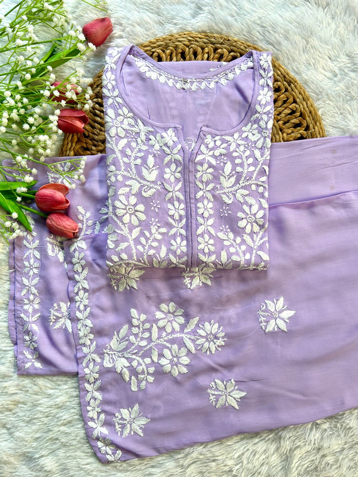 Ilma Lavender Modal Set - Hayat's Lucknowi