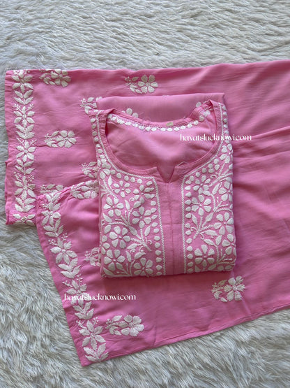 Khushi Baby Pink Chikankari Rayon Set