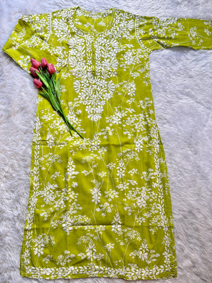 Batool Light Green Mul Mul Kurta - Hayat&