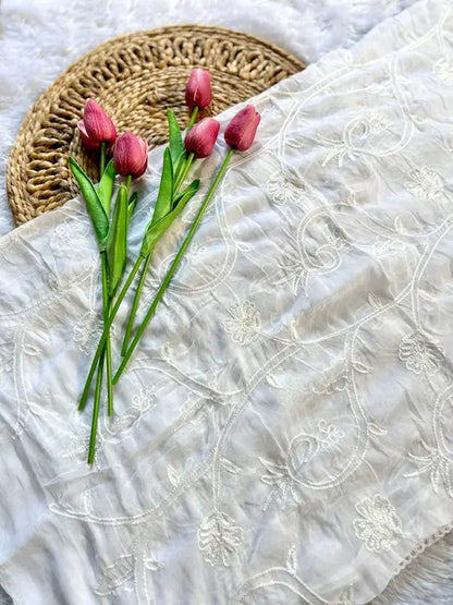 Chiffon dupatta with aari work embroidery by Hayat’s Lucknowi