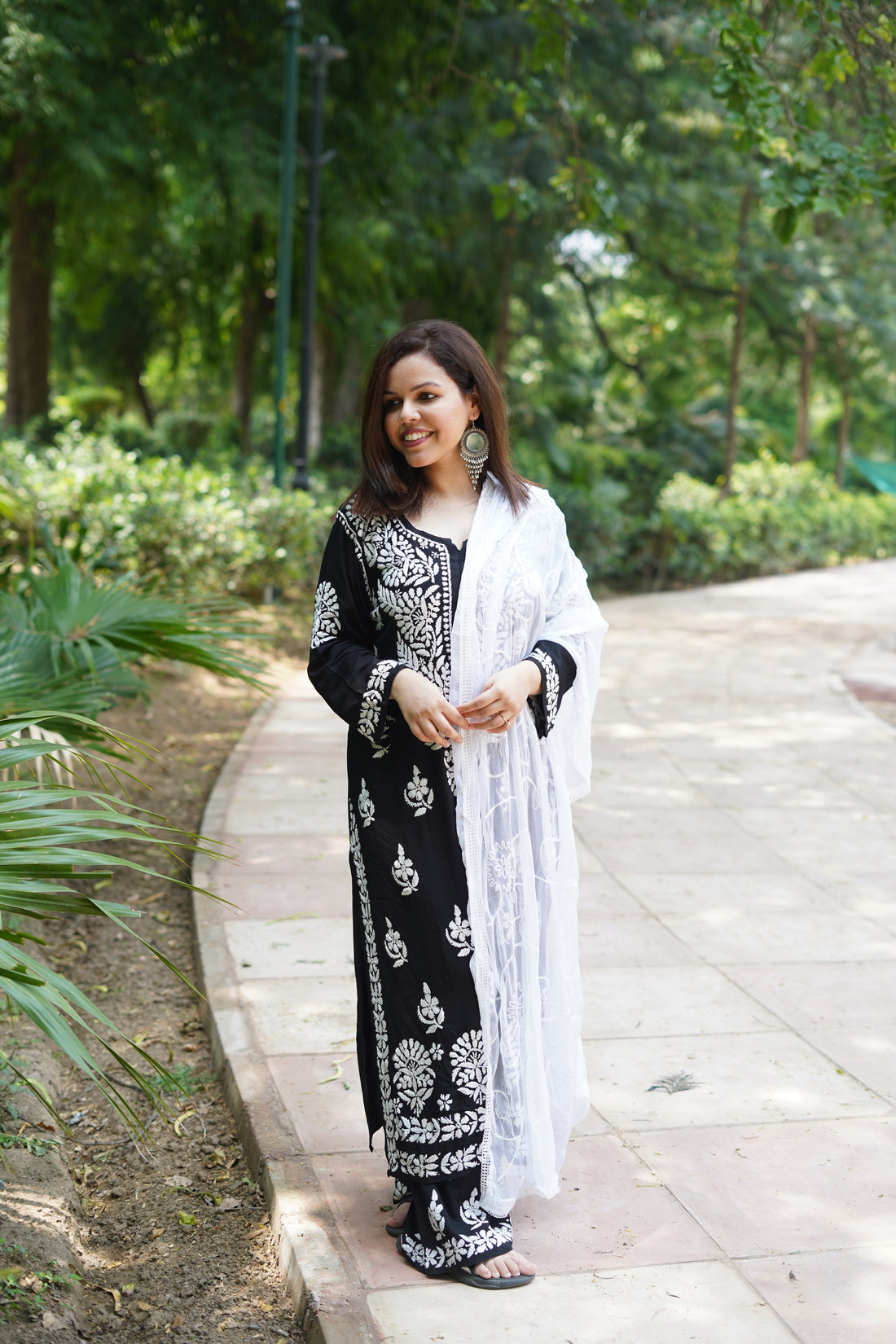 Khushi Black Chikankari Rayon Set