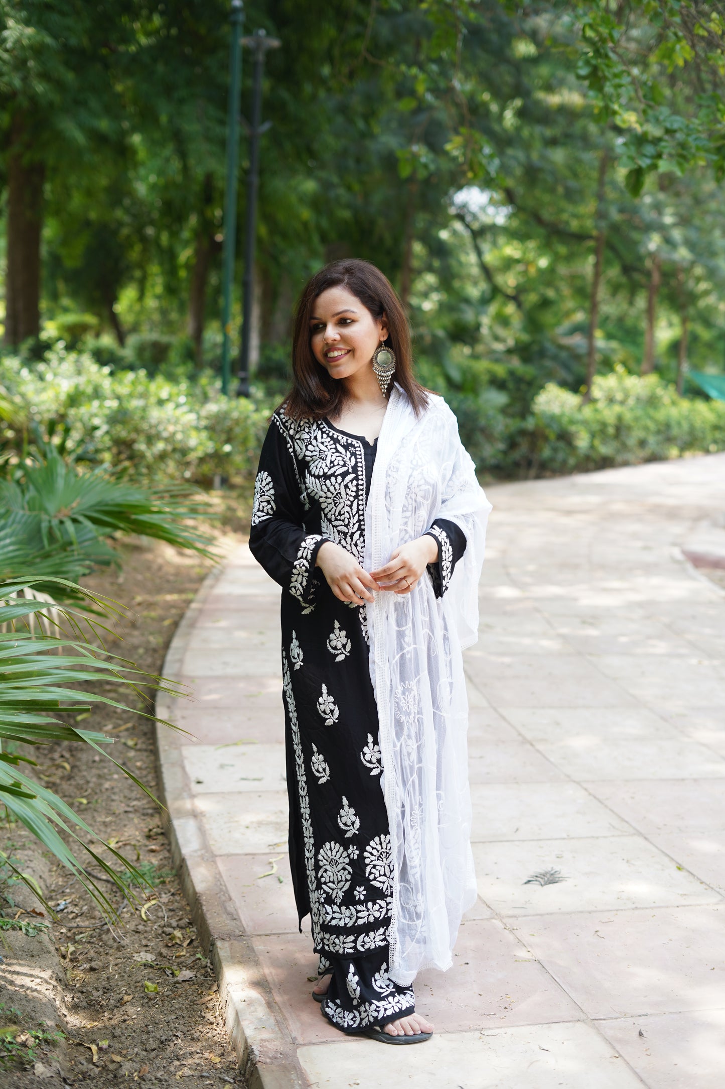 Khushi Black Chikankari Rayon Set