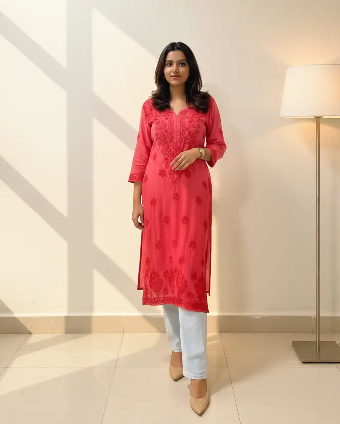 Amara Red Ombre Modal Kurti
