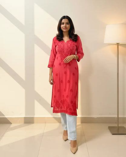Amara Red Ombre Modal Kurti