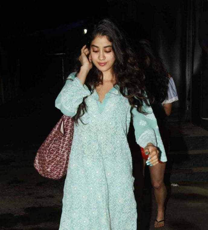 light  blue georgette chikankari kurti by Hayat’s Lucknowi