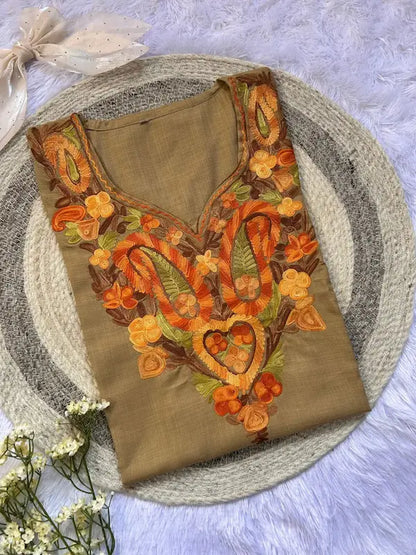 Paisley Khaki Kashmiri Short Kurta