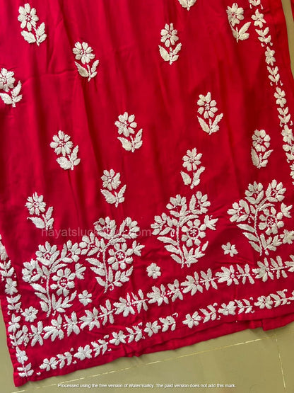 

Khushi Deep Pink Rayon Lucknowi Chikankari Kurta Set featuring intricate hand embroidery on soft rayon fabric for an elegant festive and ethnic look by Hayat’s Lucknowi.
