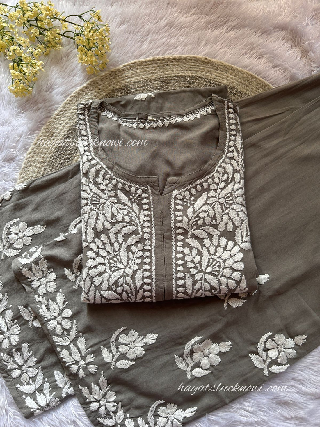 Khushi Gray Chikankari Rayon Set