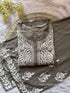 gray chikankari kurta plazo rayon set for festive wear