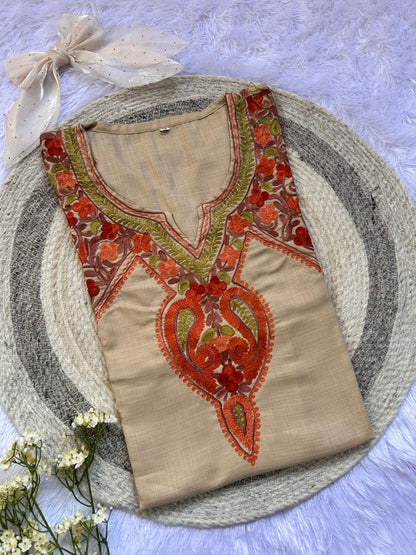 Beige Kashmiri Short Kurta