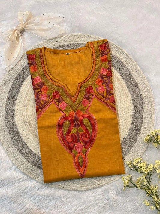Paisley Mustard Yellow Kashmiri Short Kurta
