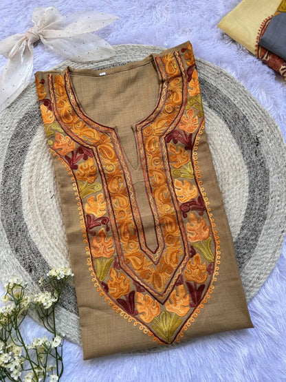 Buff Kashmiri Short Kurta