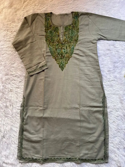 Blossom Gray Kashmiri Long Kurta