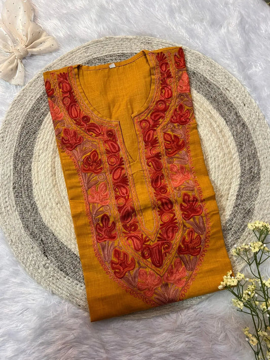 Mustard Yellow Kashmiri Short Kurta