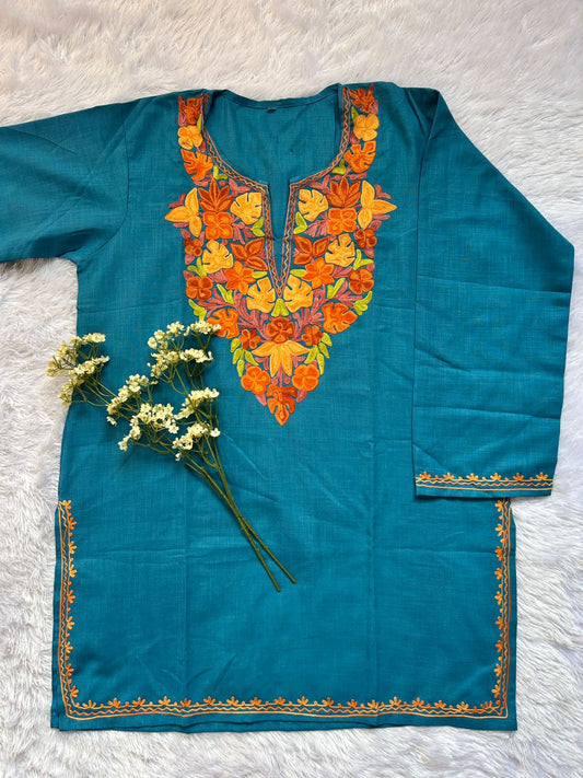 Chinar Blue Kashmiri Short Top