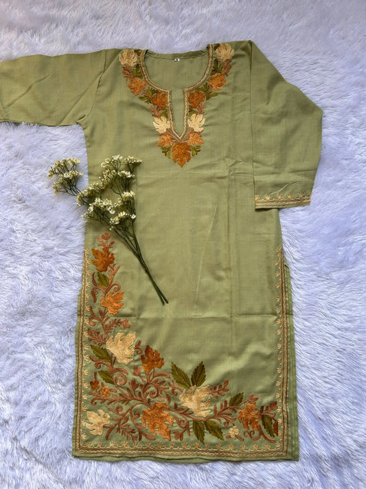 Green Kashmiri Long Kurta