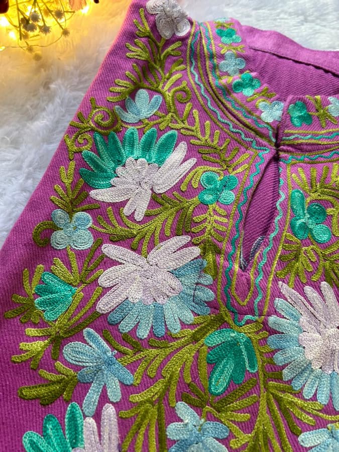 Lilac Kashmiri Woolen Long Kurta