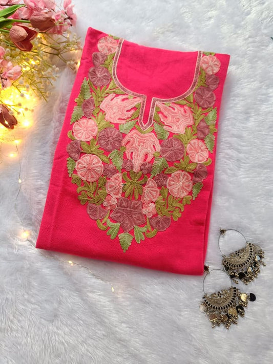 Peach Kashmiri Woolen Pheran