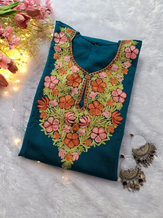 Sea Green Kashmiri Woolen Pheran
