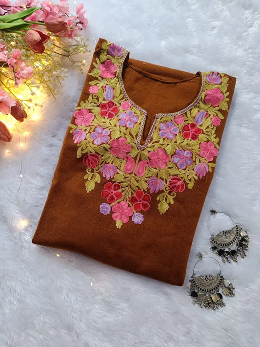 Brown Kashmiri Woolen Pheran