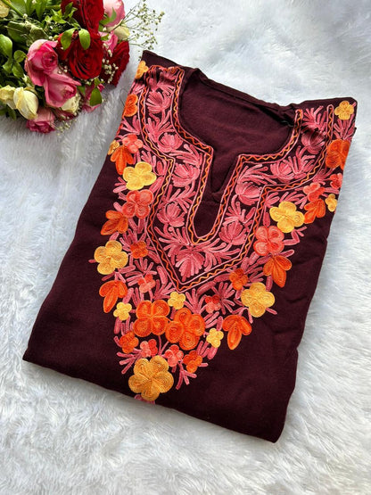 Wine Kashmiri Woolen Pheran