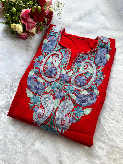 Red Kashmiri Woolen Pheran